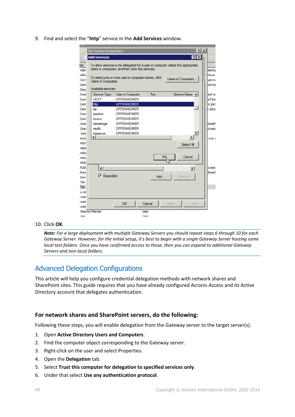 Advanced delegation configurations | Acronis Access Advanced - User Guide User Manual | Page 49 / 97