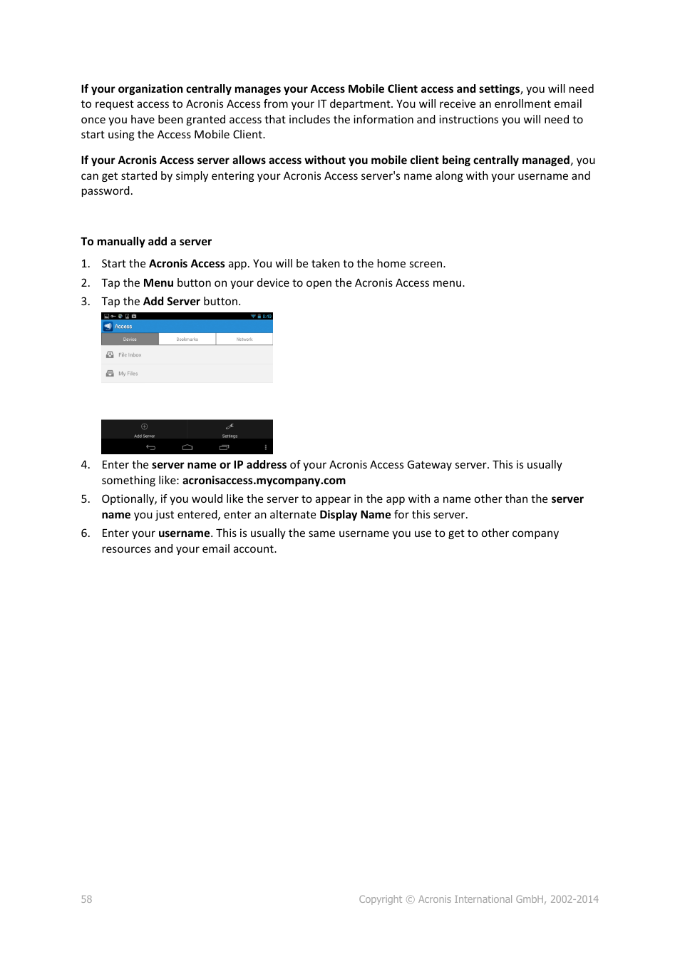 Acronis Access Advanced - User Guide User Manual | Page 58 / 97