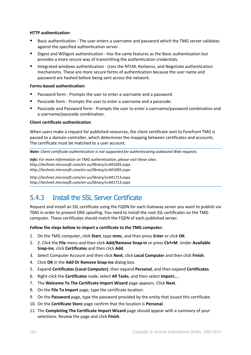 3 install the ssl server certificate, Install the ssl server certificate | Acronis Access Advanced - Administrator's Guide User Manual | Page 101 / 259
