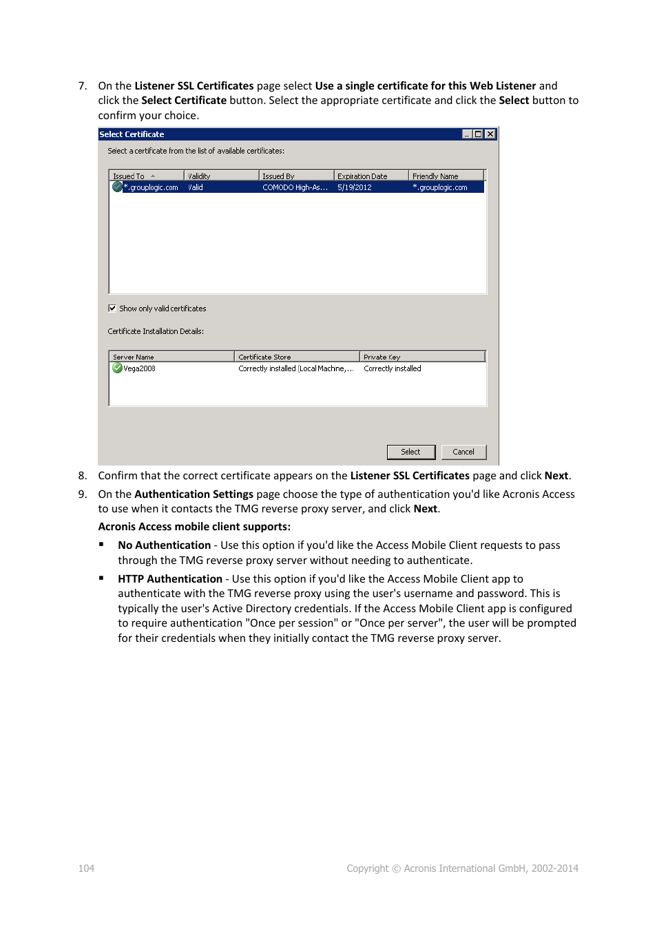 Acronis Access Advanced - Administrator's Guide User Manual | Page 104 / 259