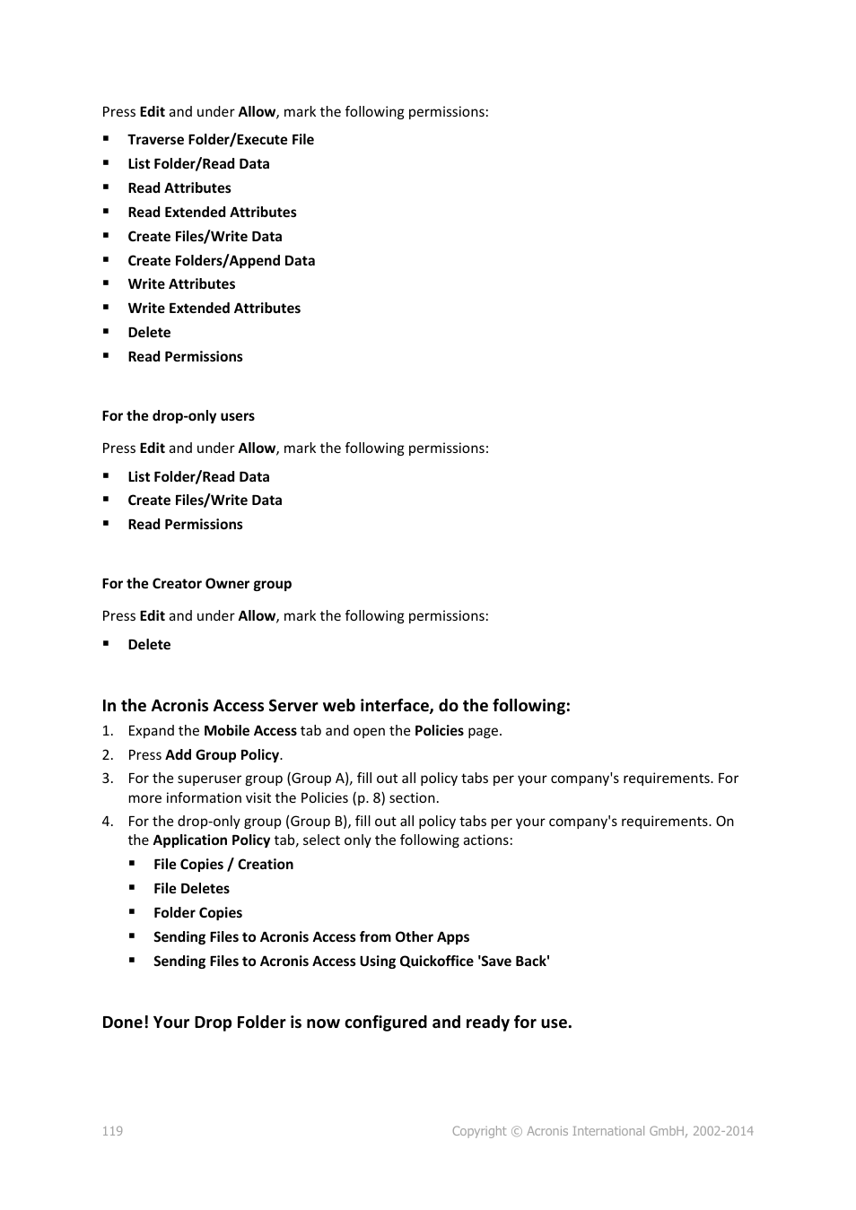 Acronis Access Advanced - Administrator's Guide User Manual | Page 119 / 259