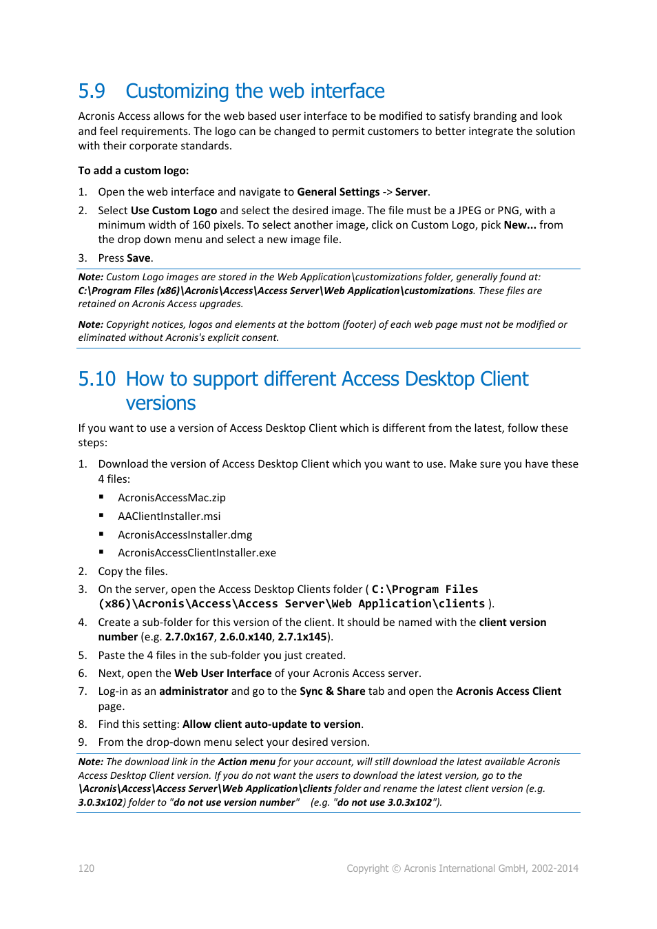 9 customizing the web interface, Customizing the web interface | Acronis Access Advanced - Administrator's Guide User Manual | Page 120 / 259