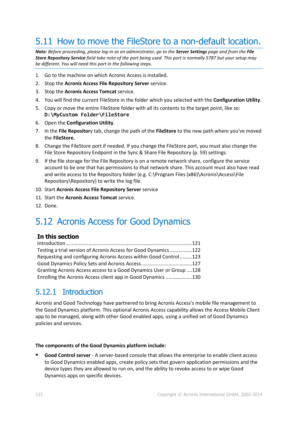 12 acronis access for good dynamics, 1 introduction, Acronis access for good dynamics | Acronis Access Advanced - Administrator's Guide User Manual | Page 121 / 259