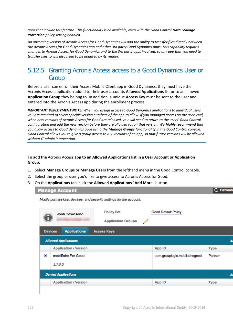 Acronis Access Advanced - Administrator's Guide User Manual | Page 128 / 259