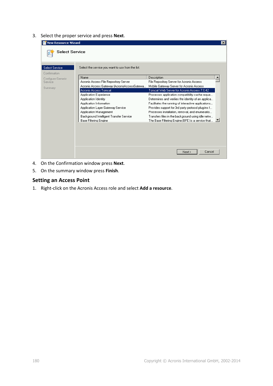 Setting an access point | Acronis Access Advanced - Administrator's Guide User Manual | Page 180 / 259