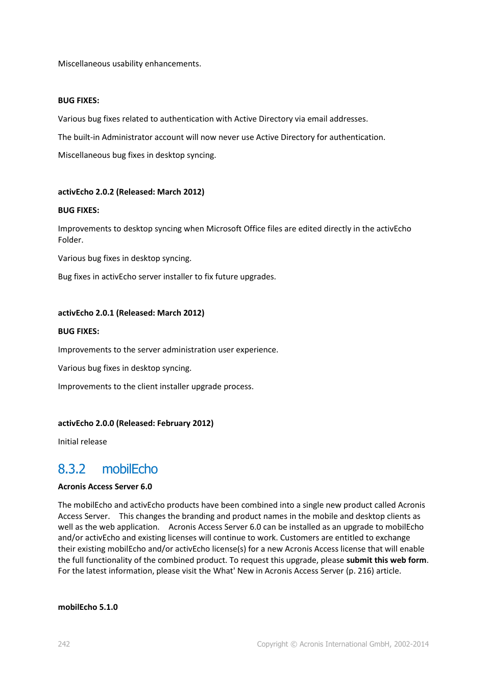 2 mobilecho, Mobilecho | Acronis Access Advanced - Administrator's Guide User Manual | Page 242 / 259
