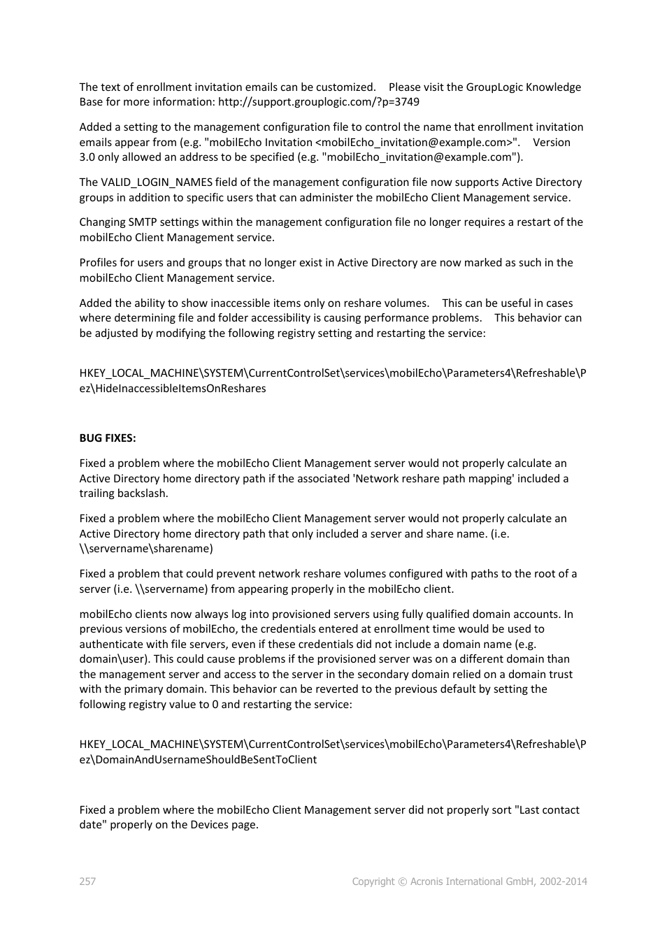 Acronis Access Advanced - Administrator's Guide User Manual | Page 257 / 259