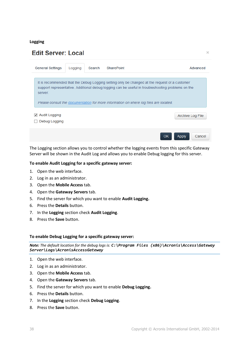 Acronis Access Advanced - Administrator's Guide User Manual | Page 38 / 259
