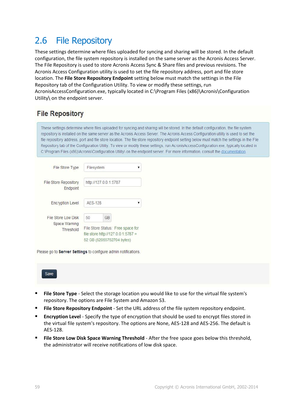 6 file repository, File repository | Acronis Access Advanced - Administrator's Guide User Manual | Page 59 / 259