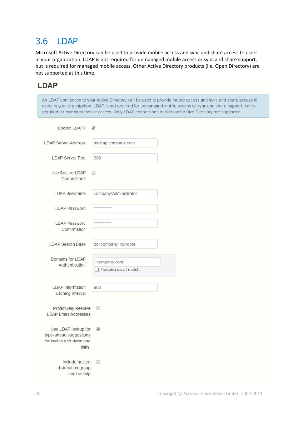 6 ldap, Ldap | Acronis Access Advanced - Administrator's Guide User Manual | Page 70 / 259