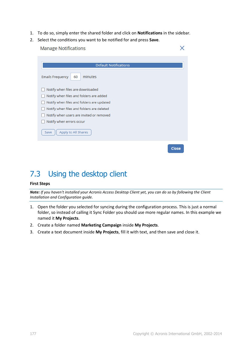 3 using the desktop client, Using the desktop client | Acronis Access Advanced - Installation Guide User Manual | Page 177 / 180