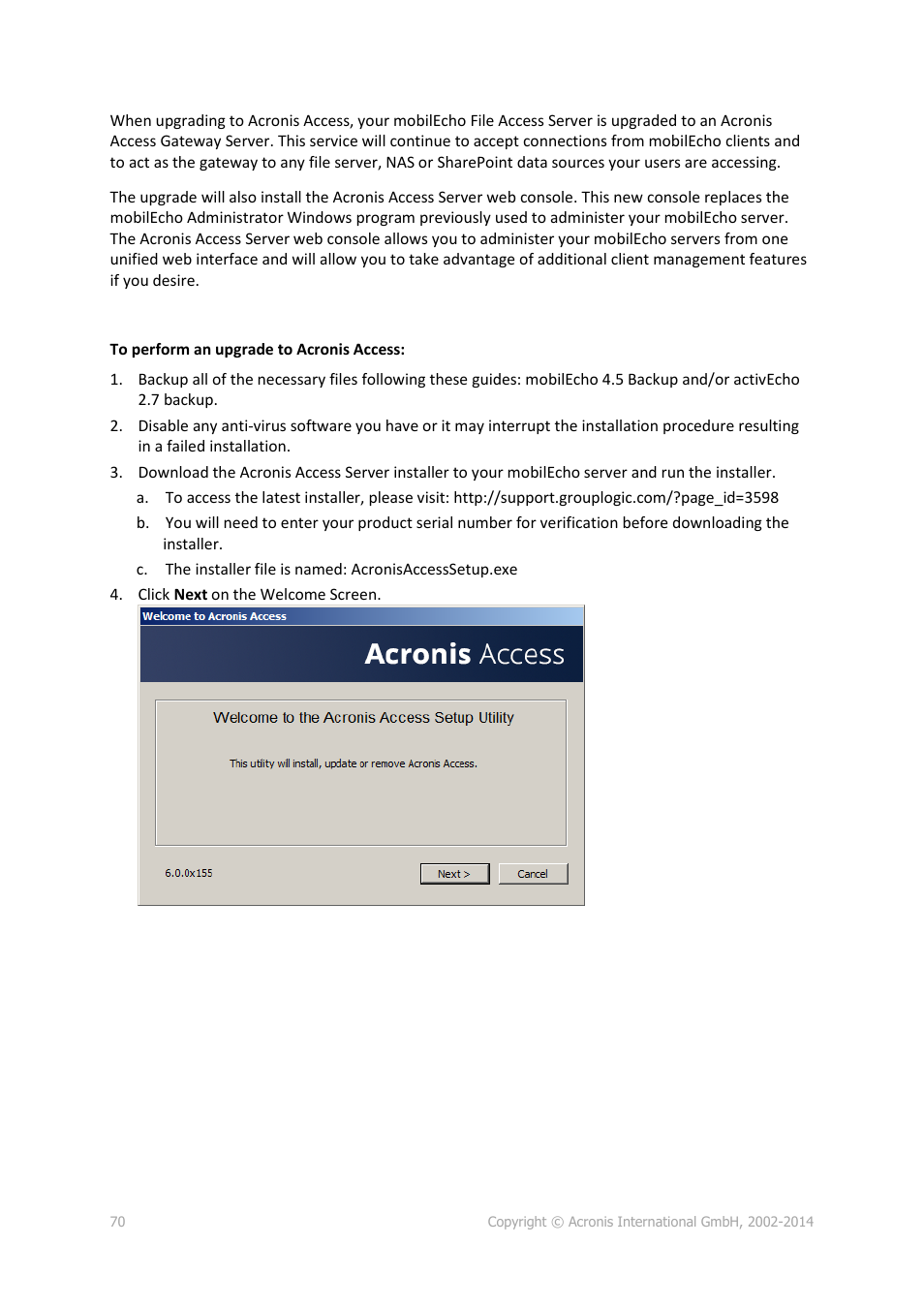 Acronis Access Advanced - Installation Guide User Manual | Page 70 / 180