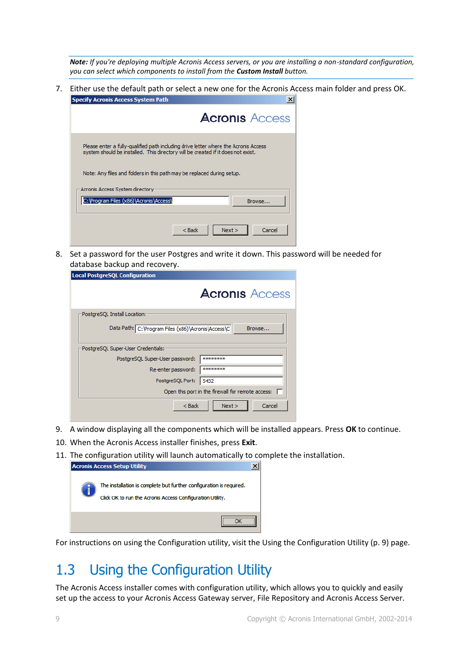 3 using the configuration utility, Using the configuration utility | Acronis Access Advanced - Installation Guide User Manual | Page 9 / 180