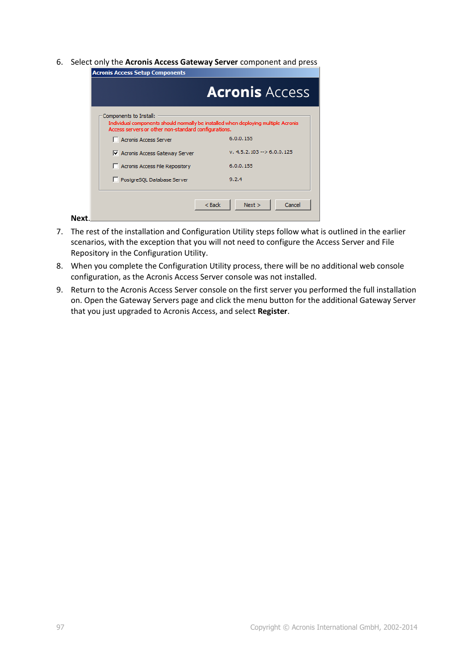 Acronis Access Advanced - Installation Guide User Manual | Page 97 / 180