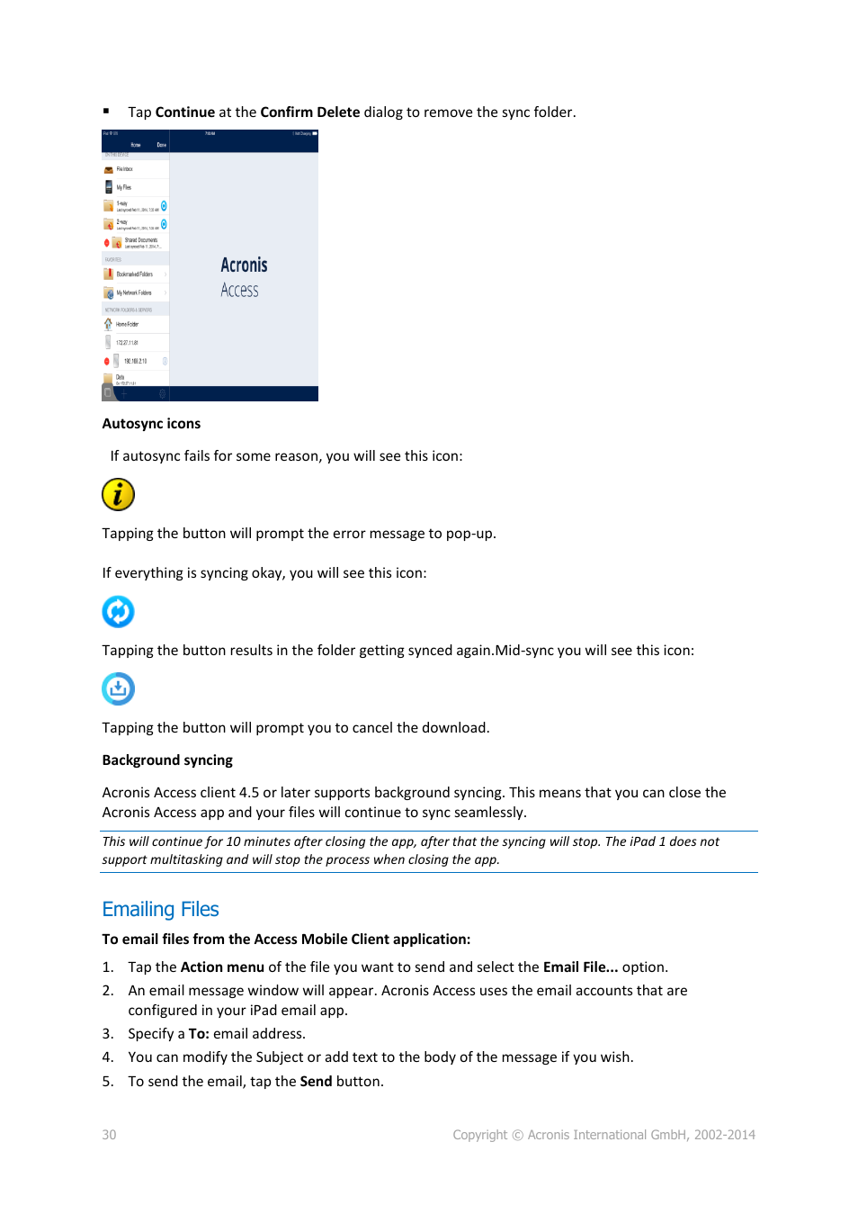 Emailing files | Acronis Access - User Guide User Manual | Page 30 / 91