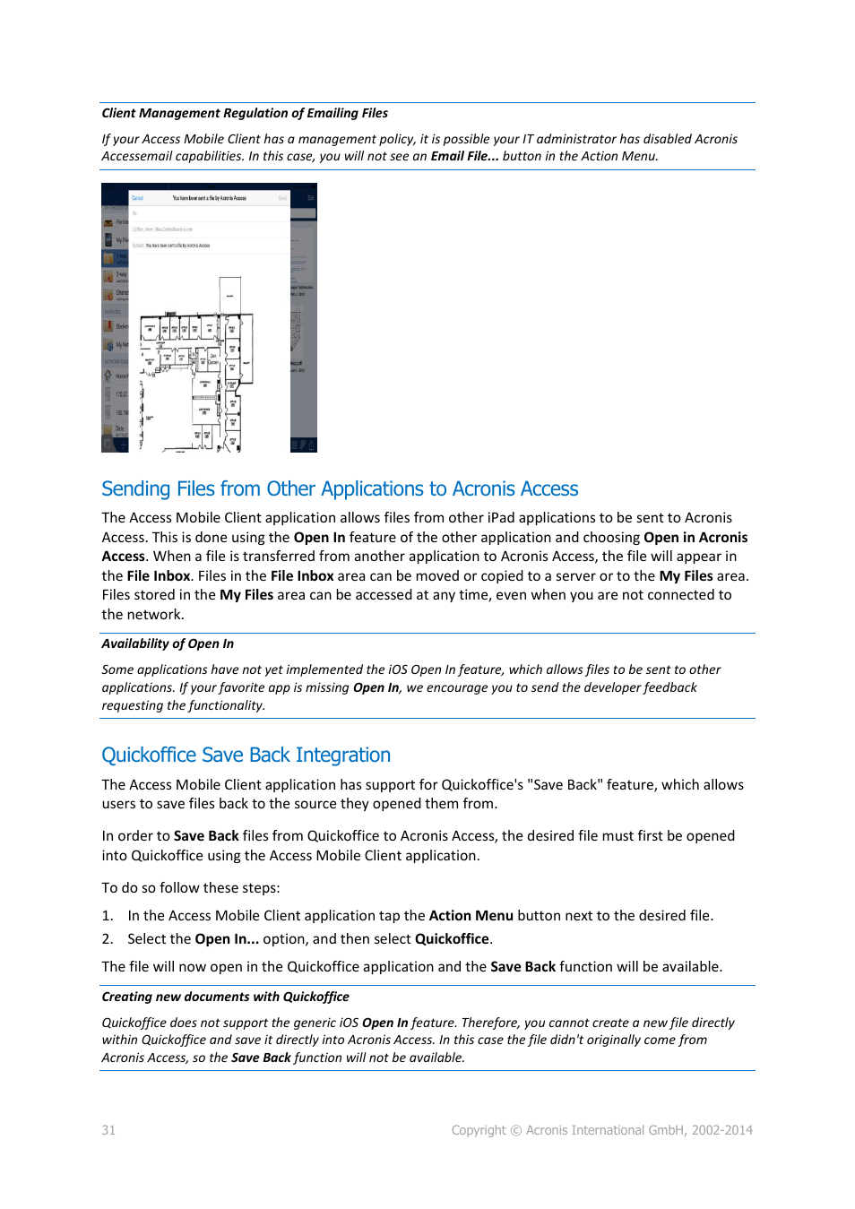 Quickoffice save back integration | Acronis Access - User Guide User Manual | Page 31 / 91