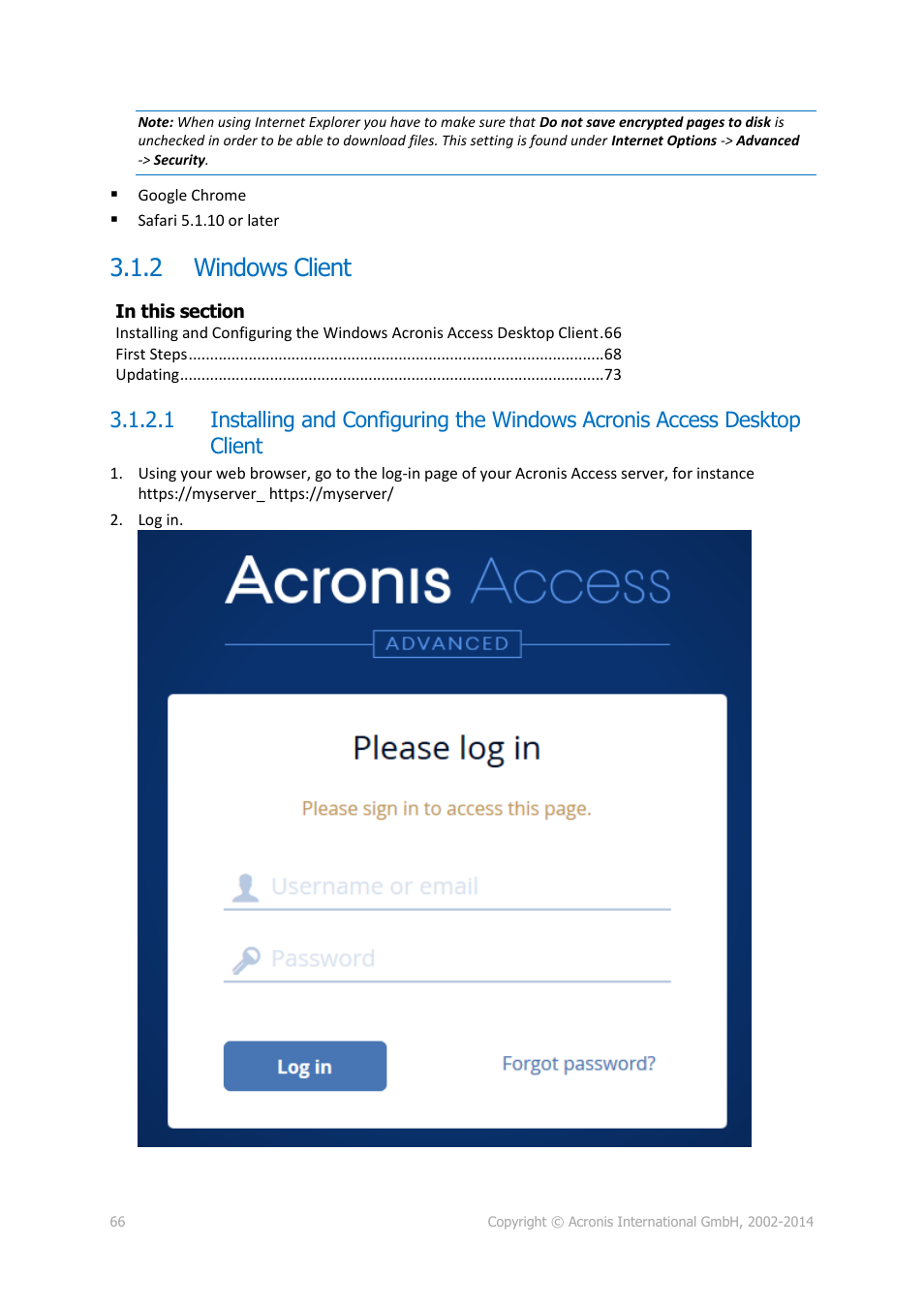 2 windows client, Windows client | Acronis Access - User Guide User Manual | Page 66 / 91