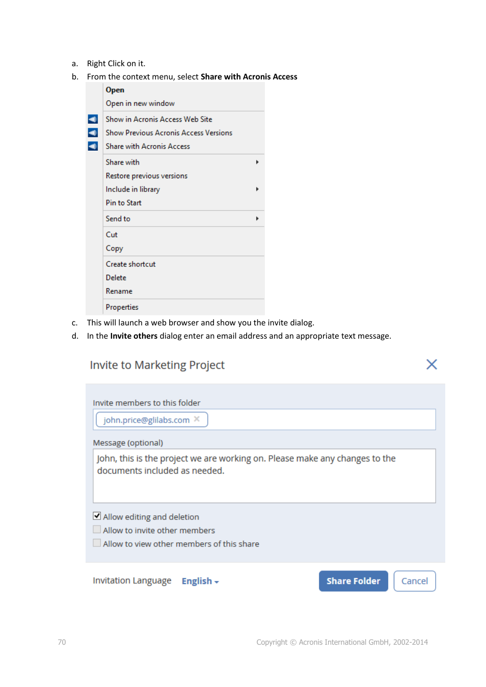 Acronis Access - User Guide User Manual | Page 70 / 91