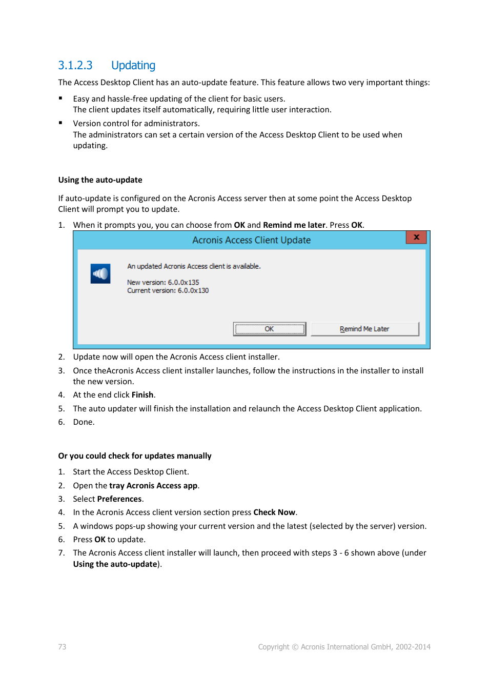 3 updating, Updating | Acronis Access - User Guide User Manual | Page 73 / 91