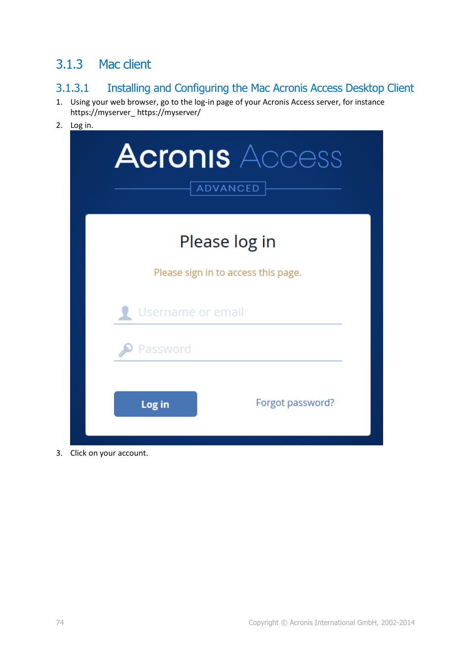 3 mac client, Mac client | Acronis Access - User Guide User Manual | Page 74 / 91