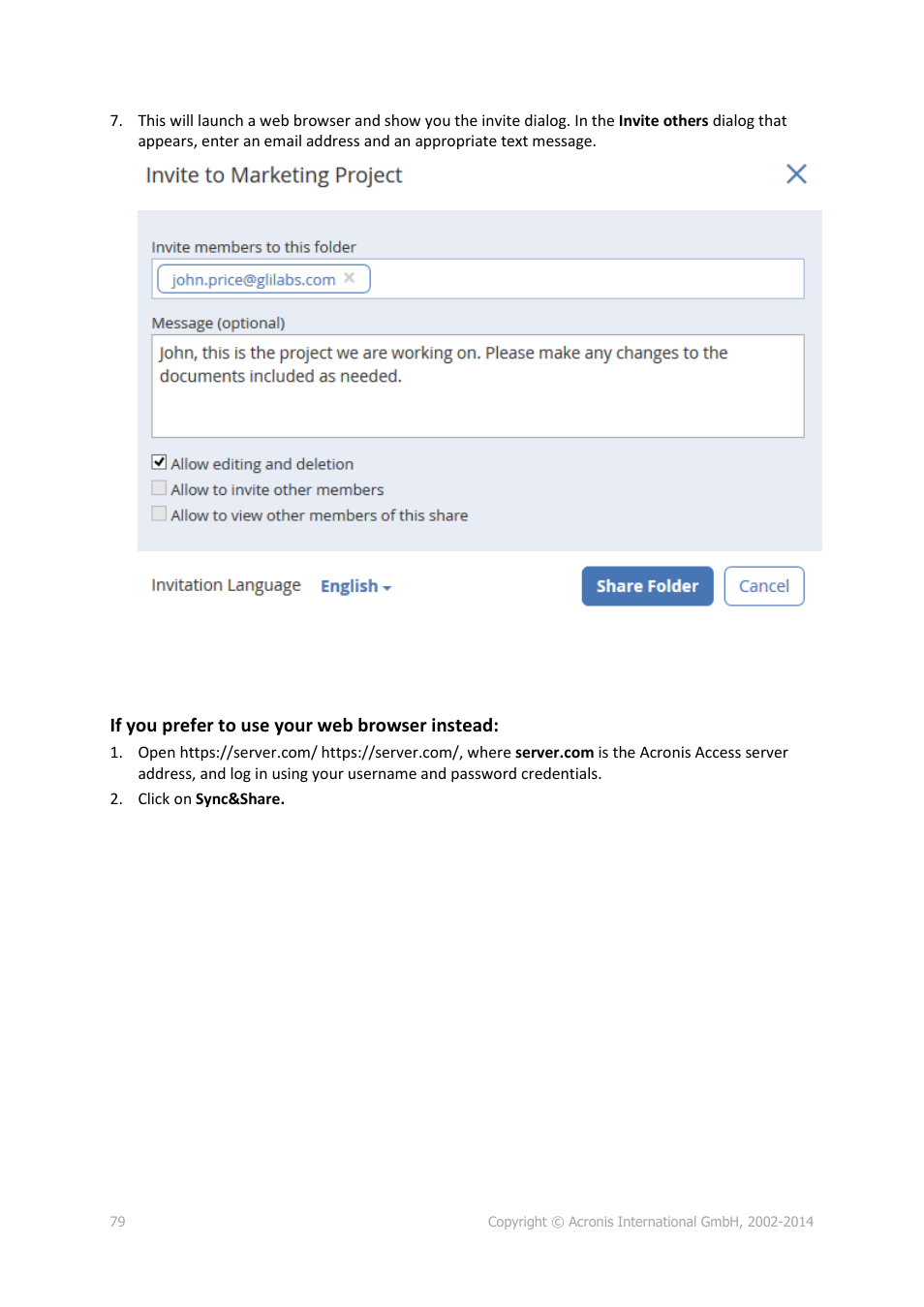 Acronis Access - User Guide User Manual | Page 79 / 91
