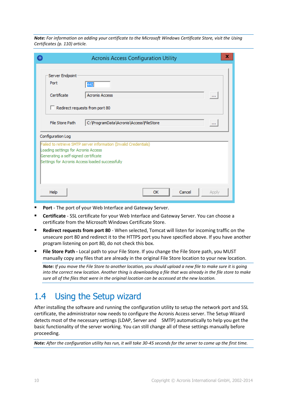 4 using the setup wizard, Using the setup wizard | Acronis Access - Installation Guide User Manual | Page 10 / 177