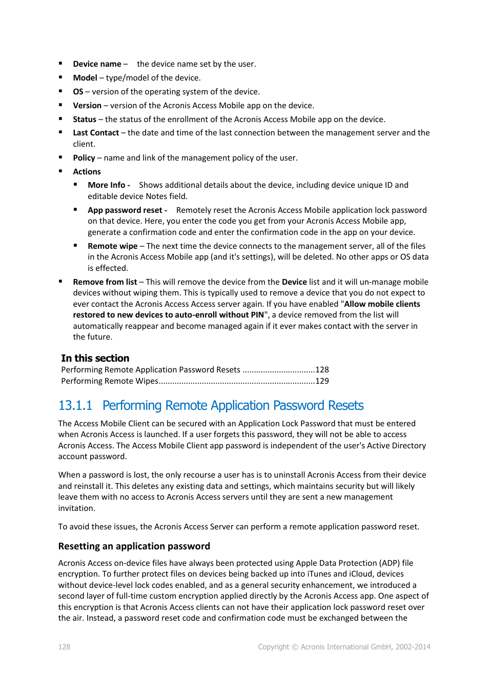 1 performing remote application password resets | Acronis Access - Installation Guide User Manual | Page 128 / 177