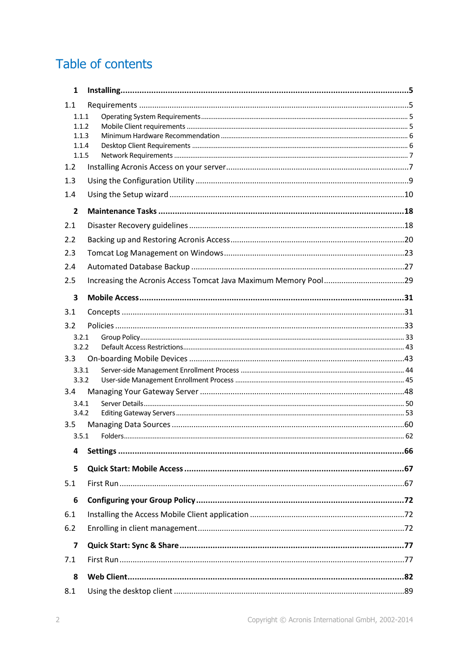 Acronis Access - Installation Guide User Manual | Page 2 / 177