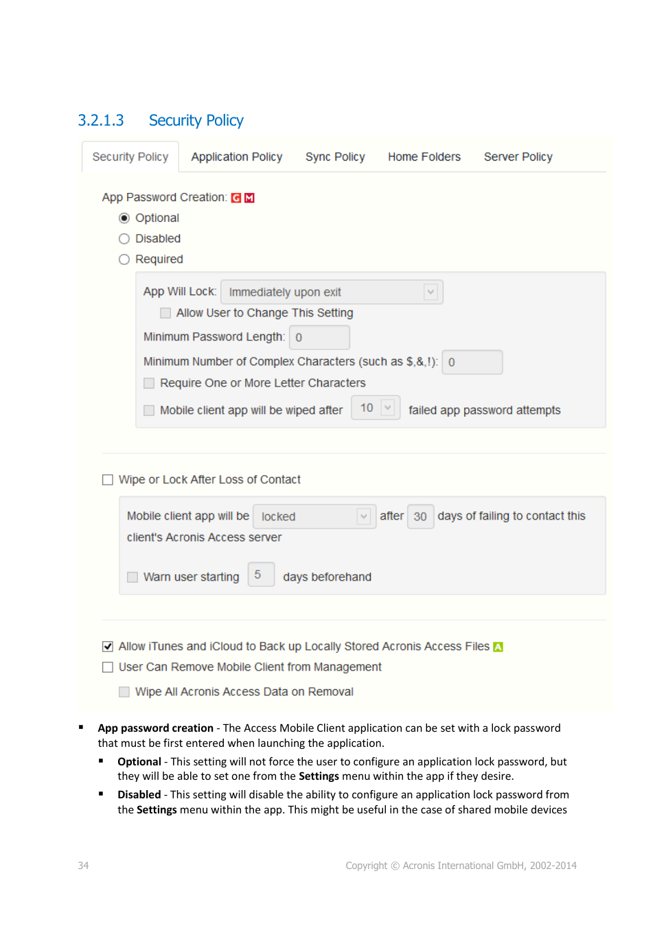 3 security policy | Acronis Access - Installation Guide User Manual | Page 34 / 177