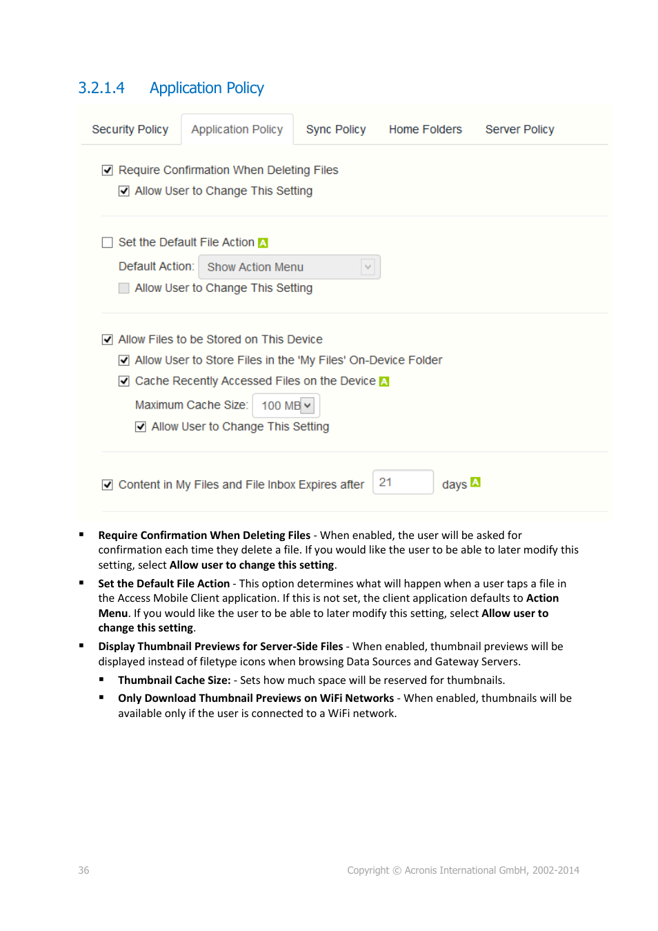 4 application policy | Acronis Access - Installation Guide User Manual | Page 36 / 177