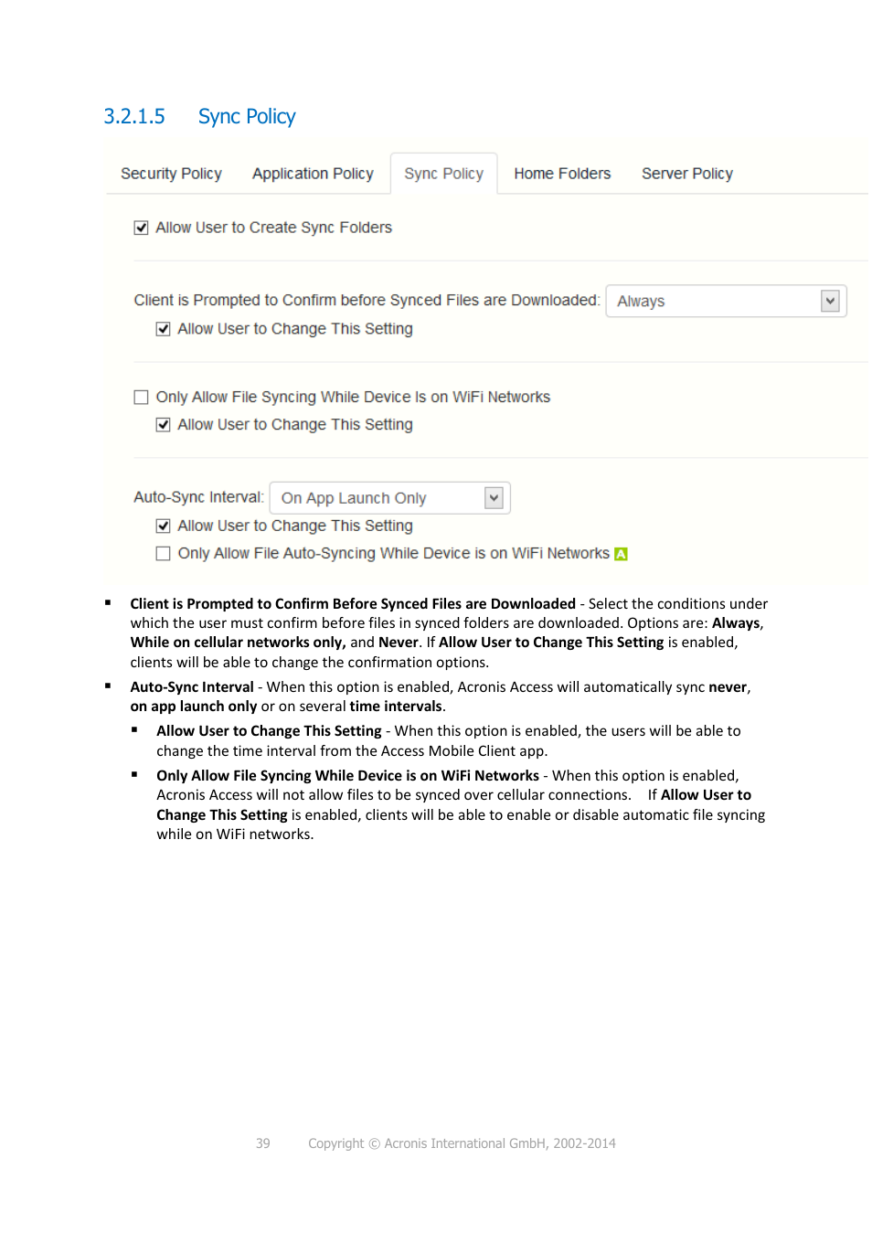 5 sync policy | Acronis Access - Installation Guide User Manual | Page 39 / 177