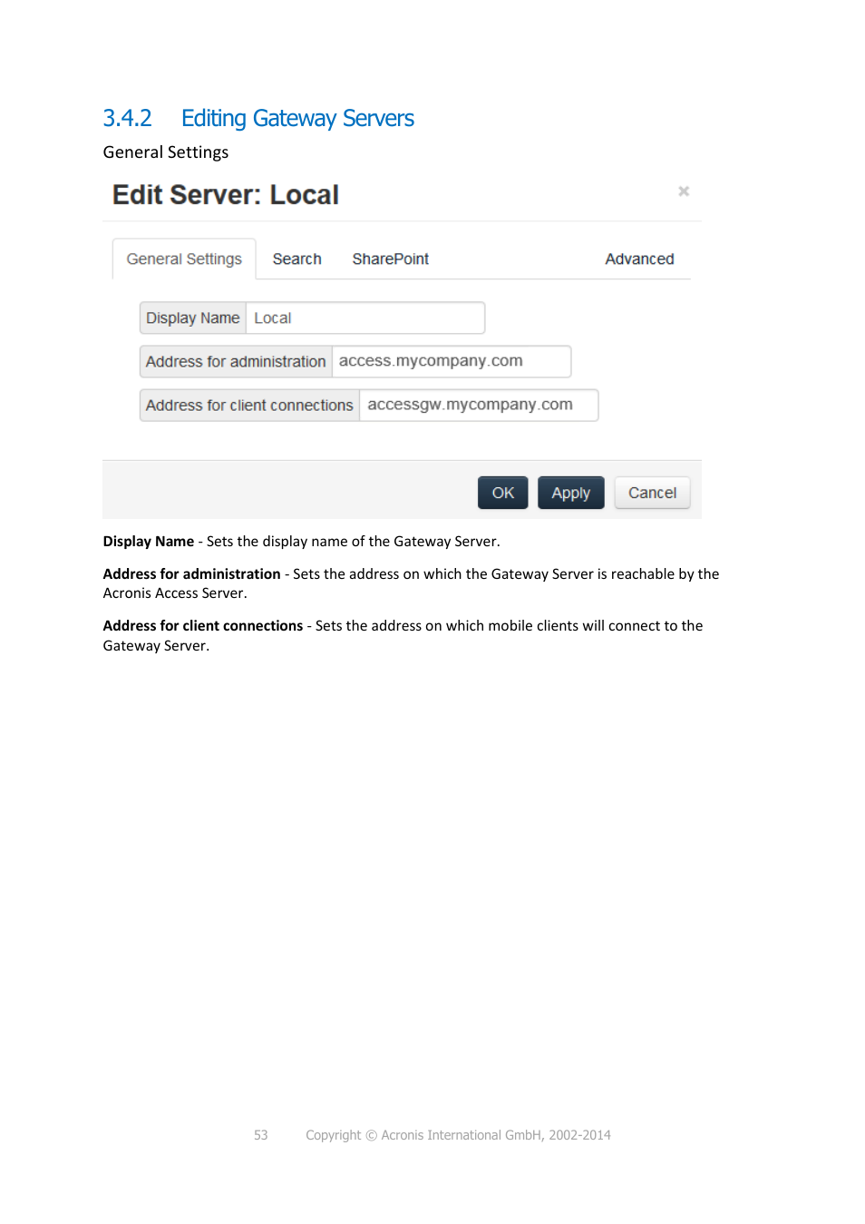 2 editing gateway servers, Editing gateway servers | Acronis Access - Installation Guide User Manual | Page 53 / 177