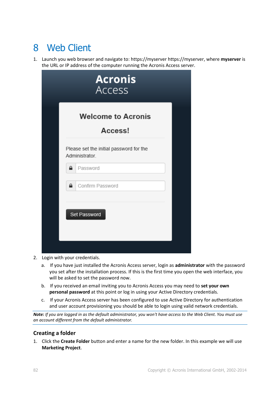 8 web client, Web client | Acronis Access - Installation Guide User Manual | Page 82 / 177