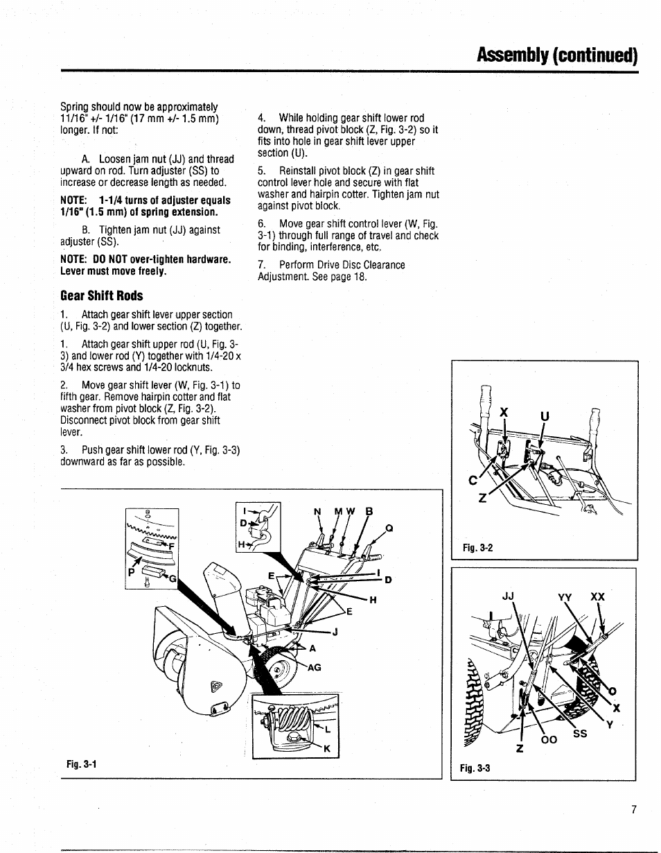Gearshift rods, Assembly (continued) | Bolens 1026 User Manual | Page 9 / 26
