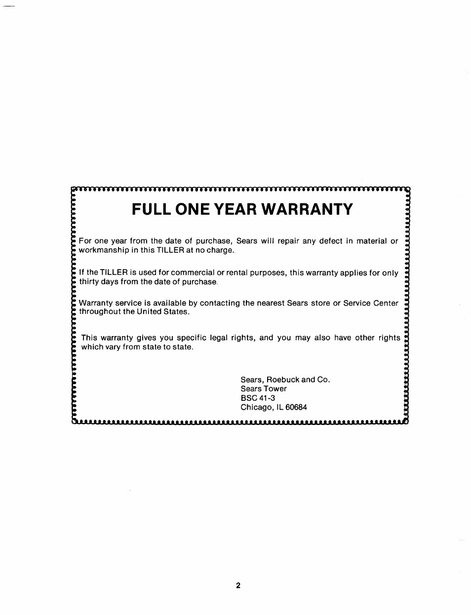 Full one year warranty | Bolens 247.29773 User Manual | Page 2 / 28