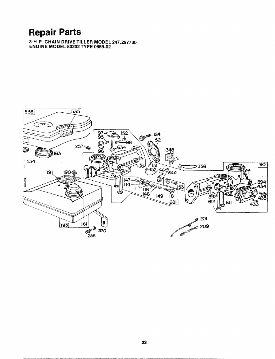 Repair parts | Bolens 247.29773 User Manual | Page 23 / 28