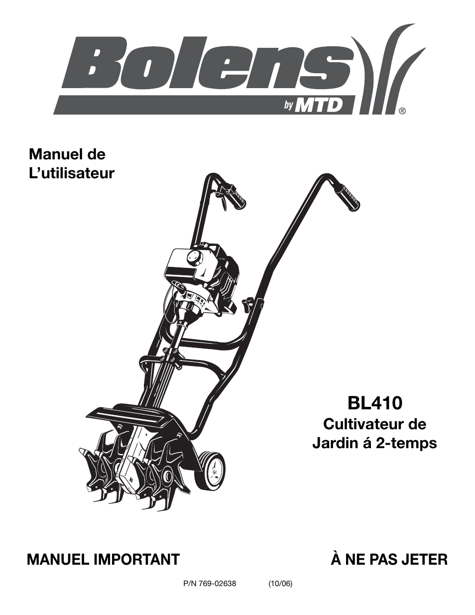 Bl410 | Bolens BL410 User Manual | Page 21 / 64