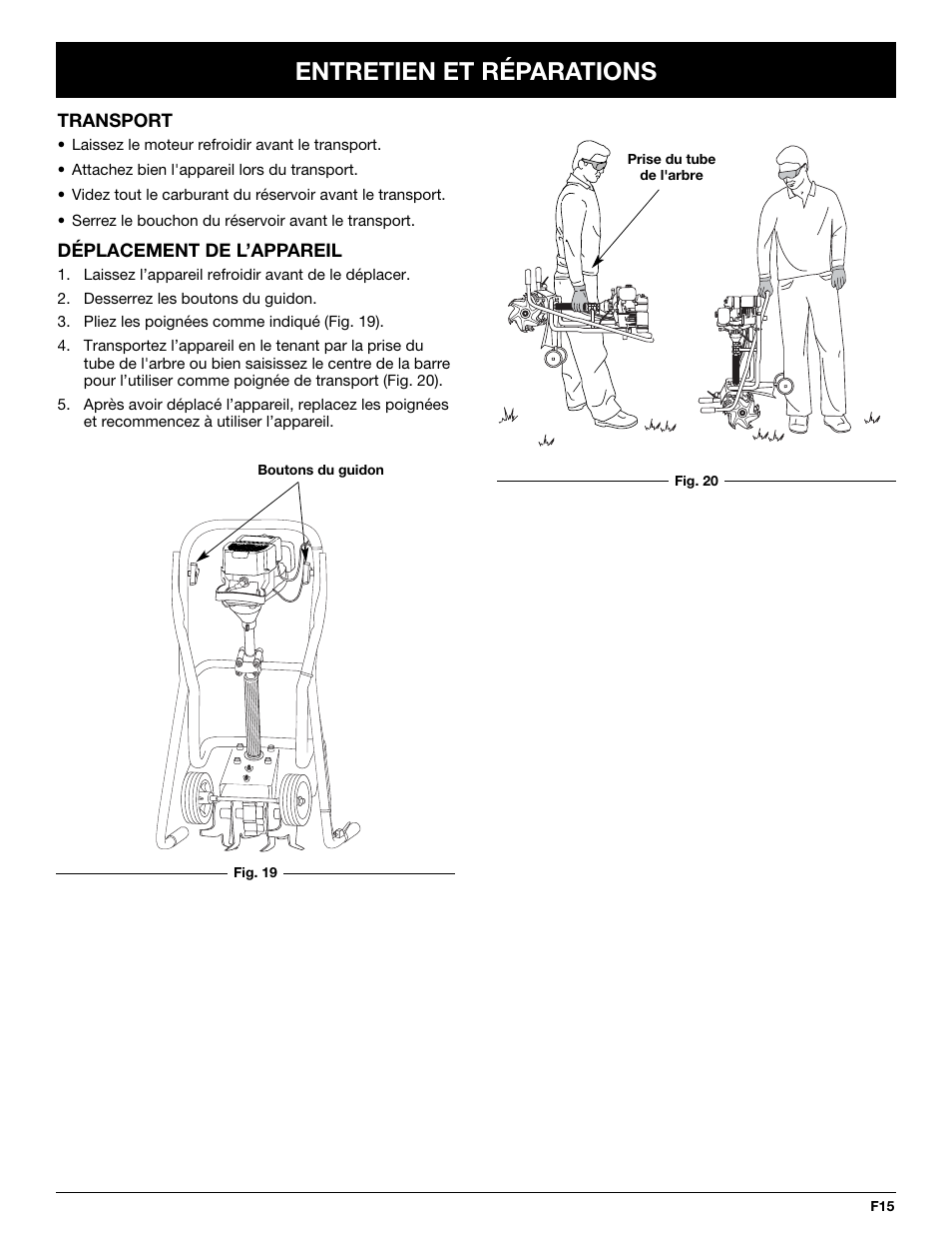 Entretien et réparations | Bolens BL410 User Manual | Page 35 / 64