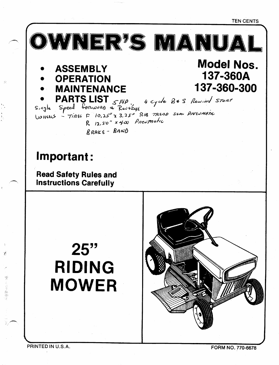 Bolens 137-360-300 User Manual | 24 pages