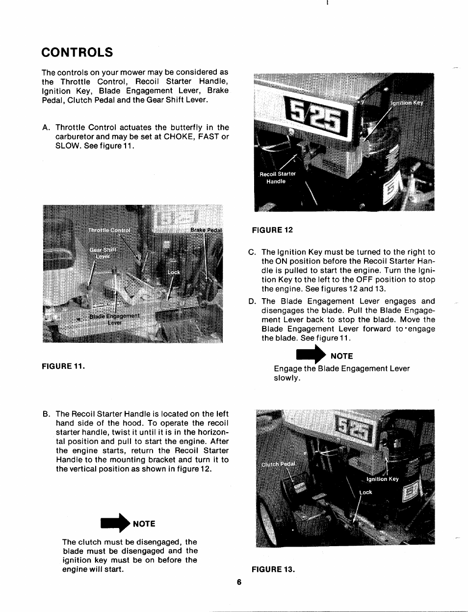 Controls, Figure 11, Note | Figureis | Bolens 137-360-300 User Manual | Page 6 / 24