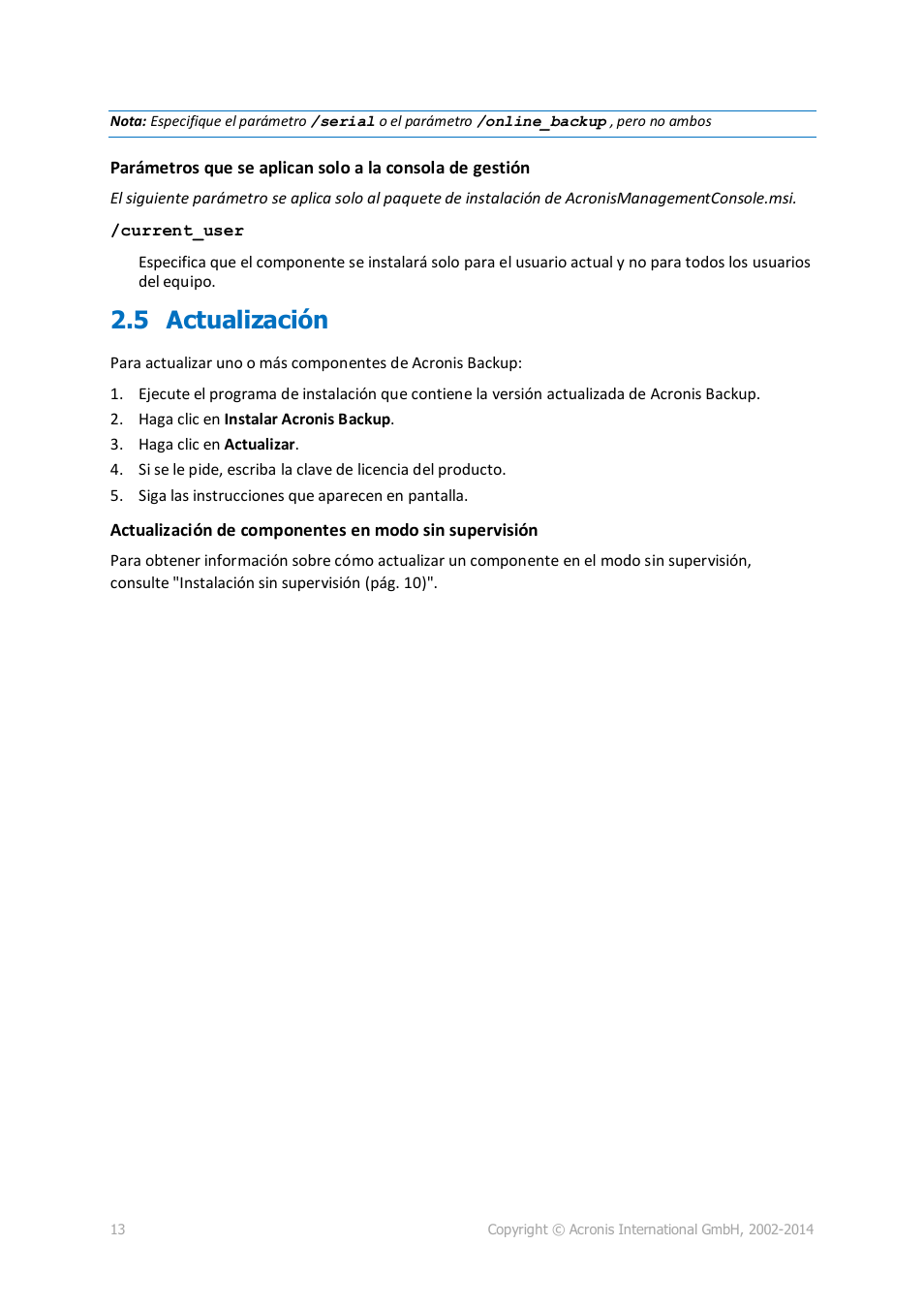 5 actualización | Acronis Backup for PC - Installation Guide User Manual | Page 13 / 19