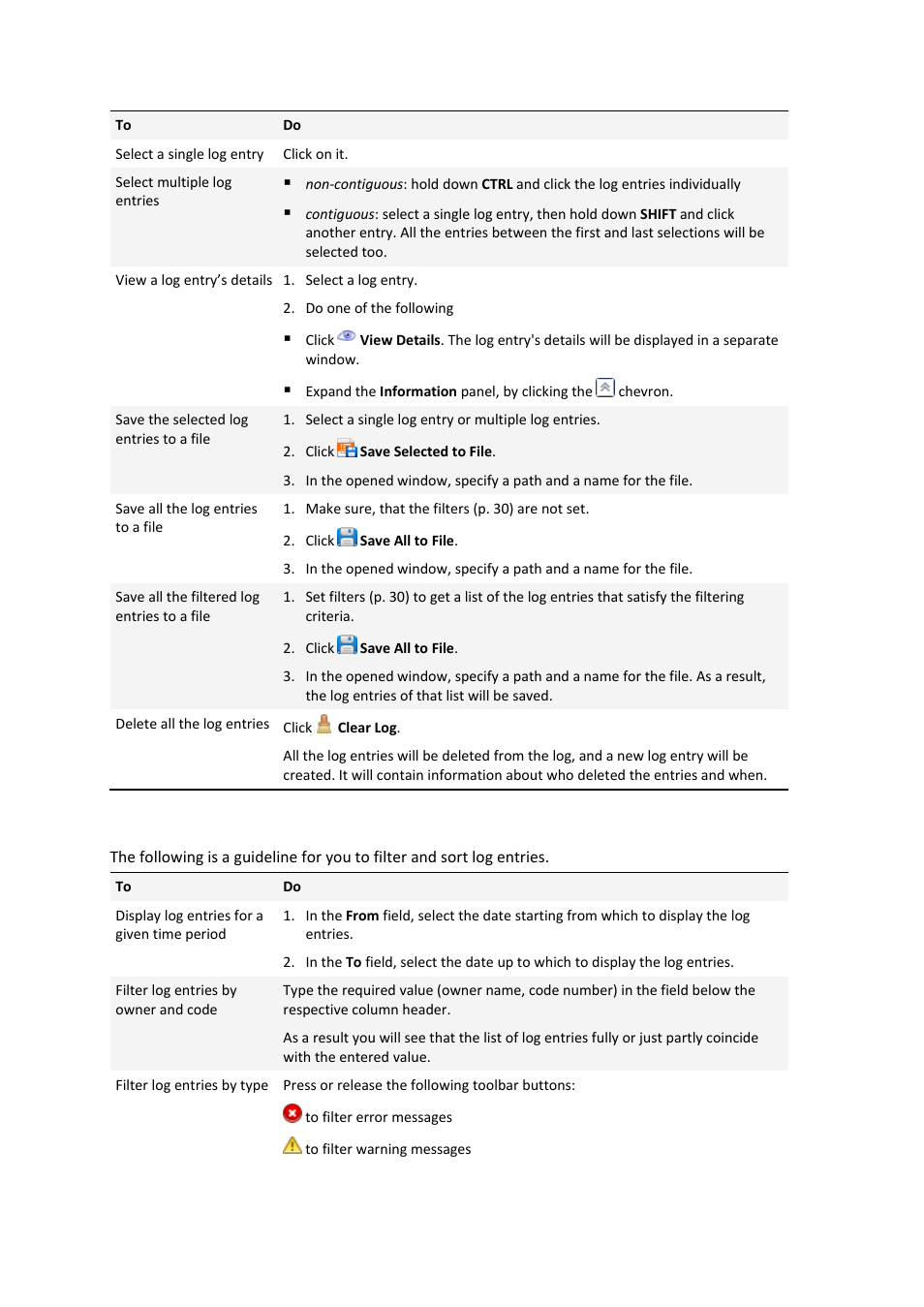 2 filtering and sorting log entries | Acronis Disk Director 11 Advanced Server - User Guide User Manual | Page 30 / 94