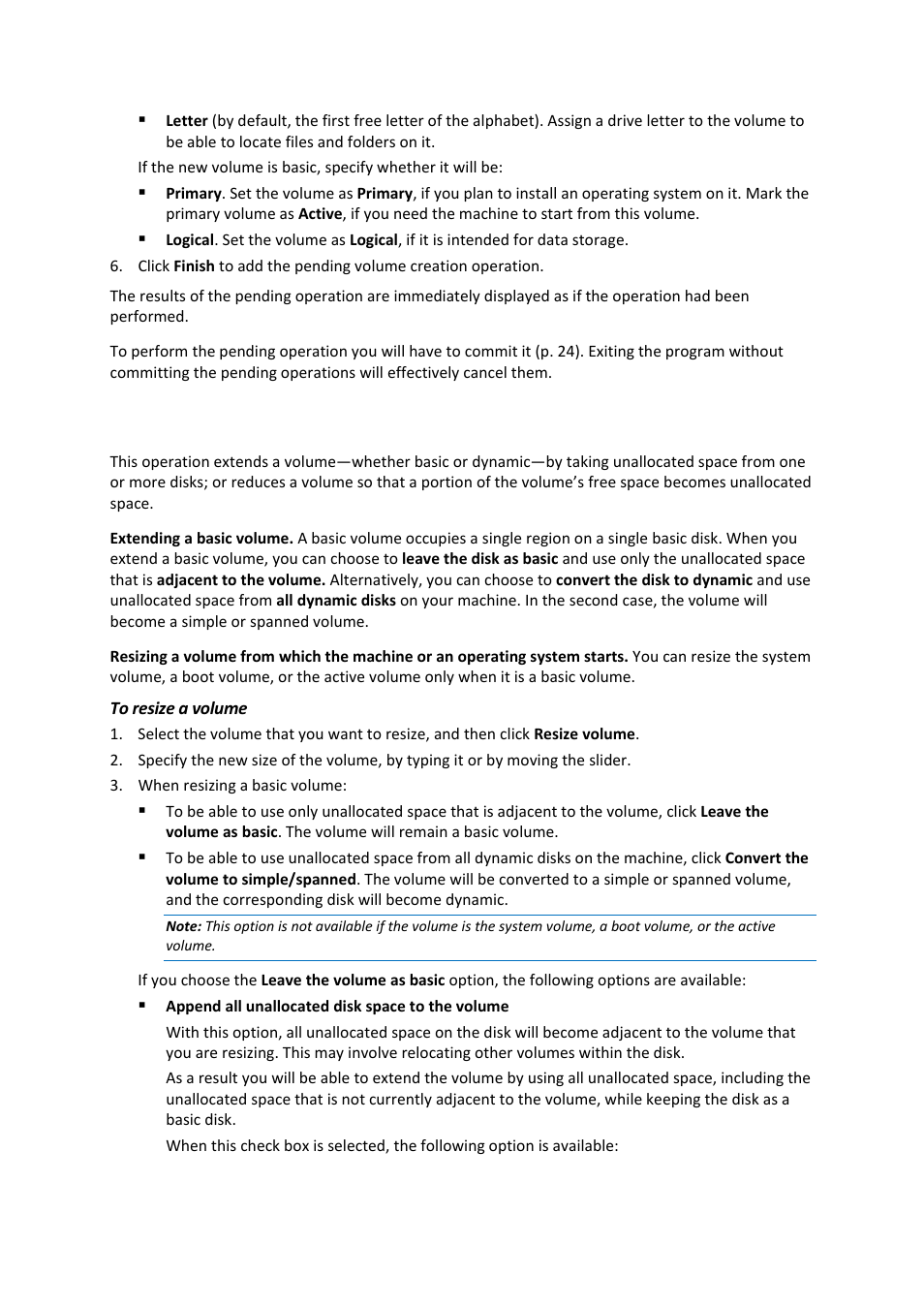 2 resizing a volume, Resizing a volume | Acronis Disk Director 11 Advanced Server - User Guide User Manual | Page 37 / 94