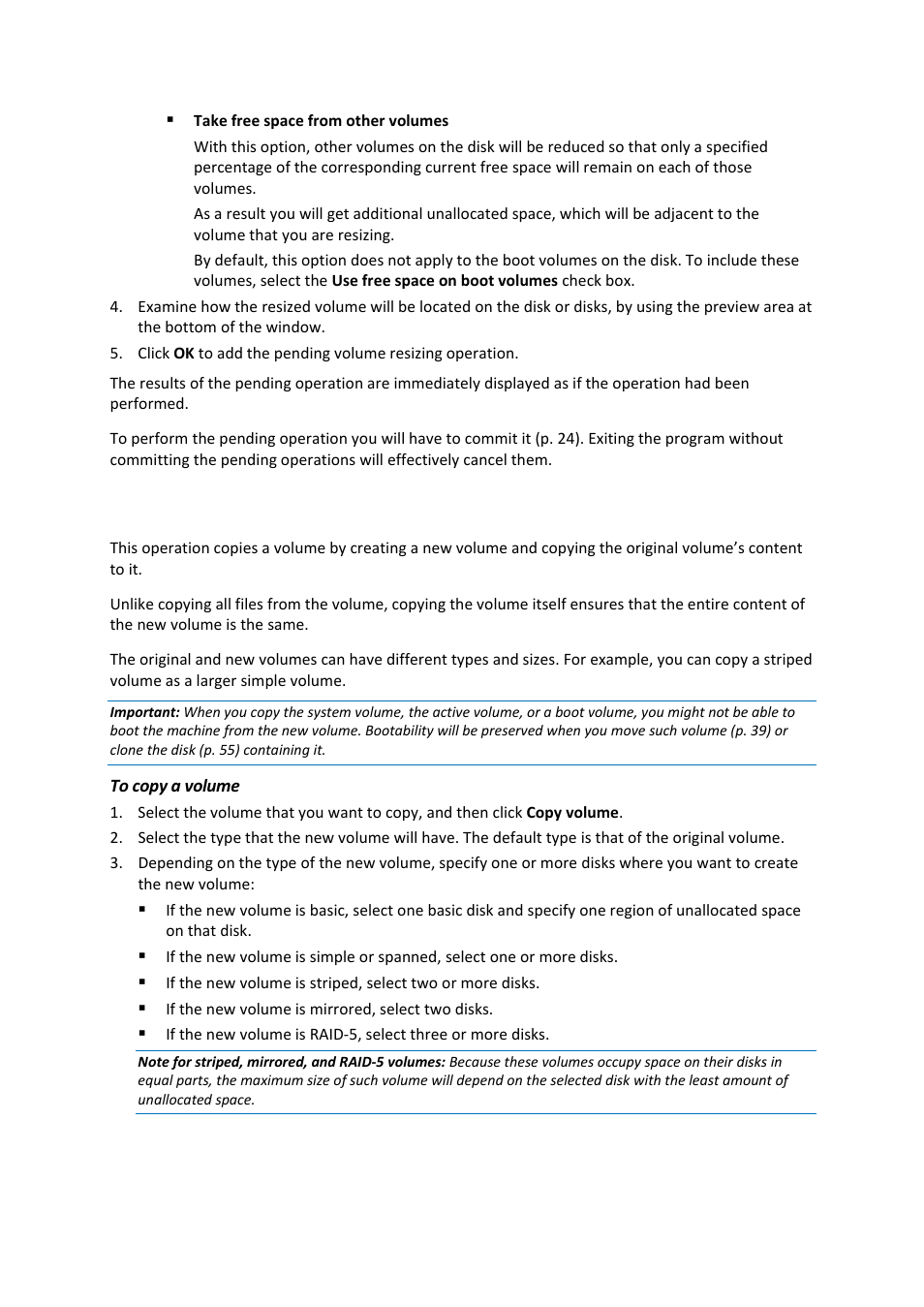 3 copying a volume, Copying a volume | Acronis Disk Director 11 Advanced Server - User Guide User Manual | Page 38 / 94