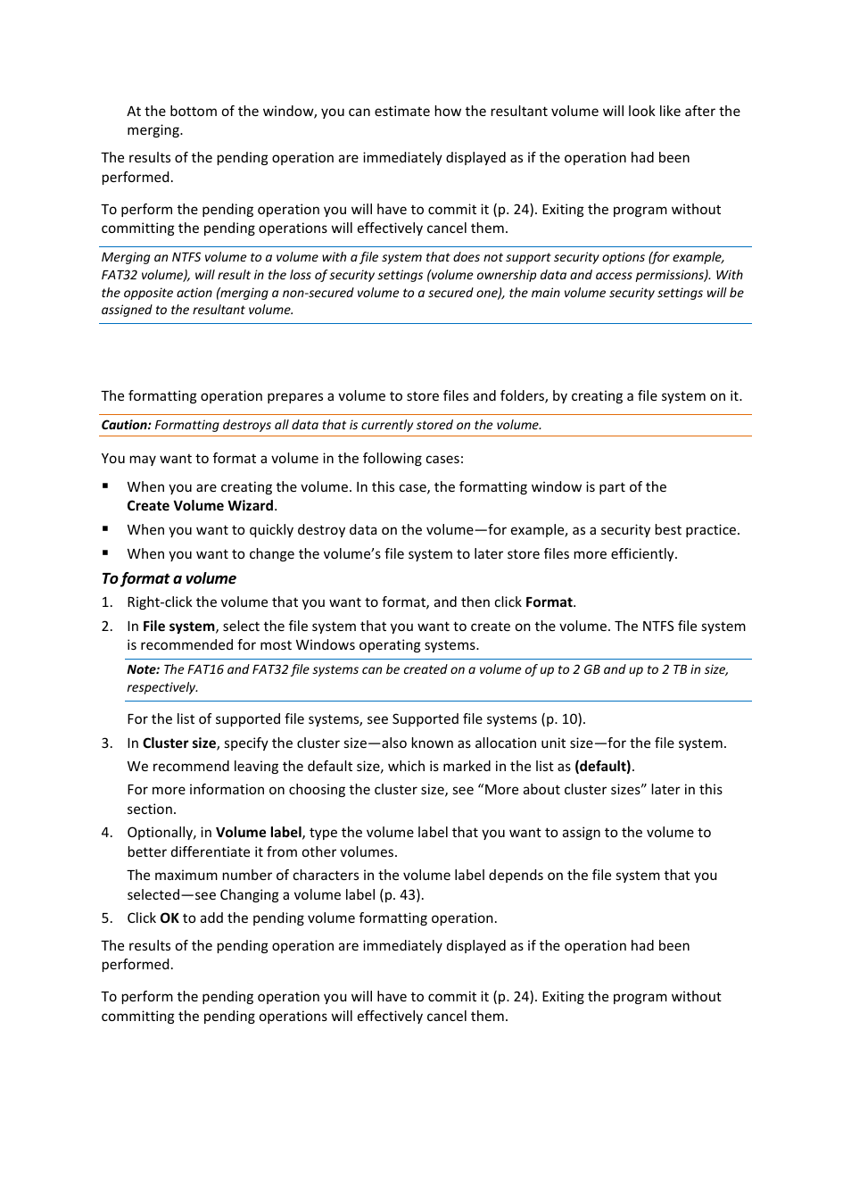 6 formatting a volume, Formatting a volume | Acronis Disk Director 11 Advanced Server - User Guide User Manual | Page 41 / 94