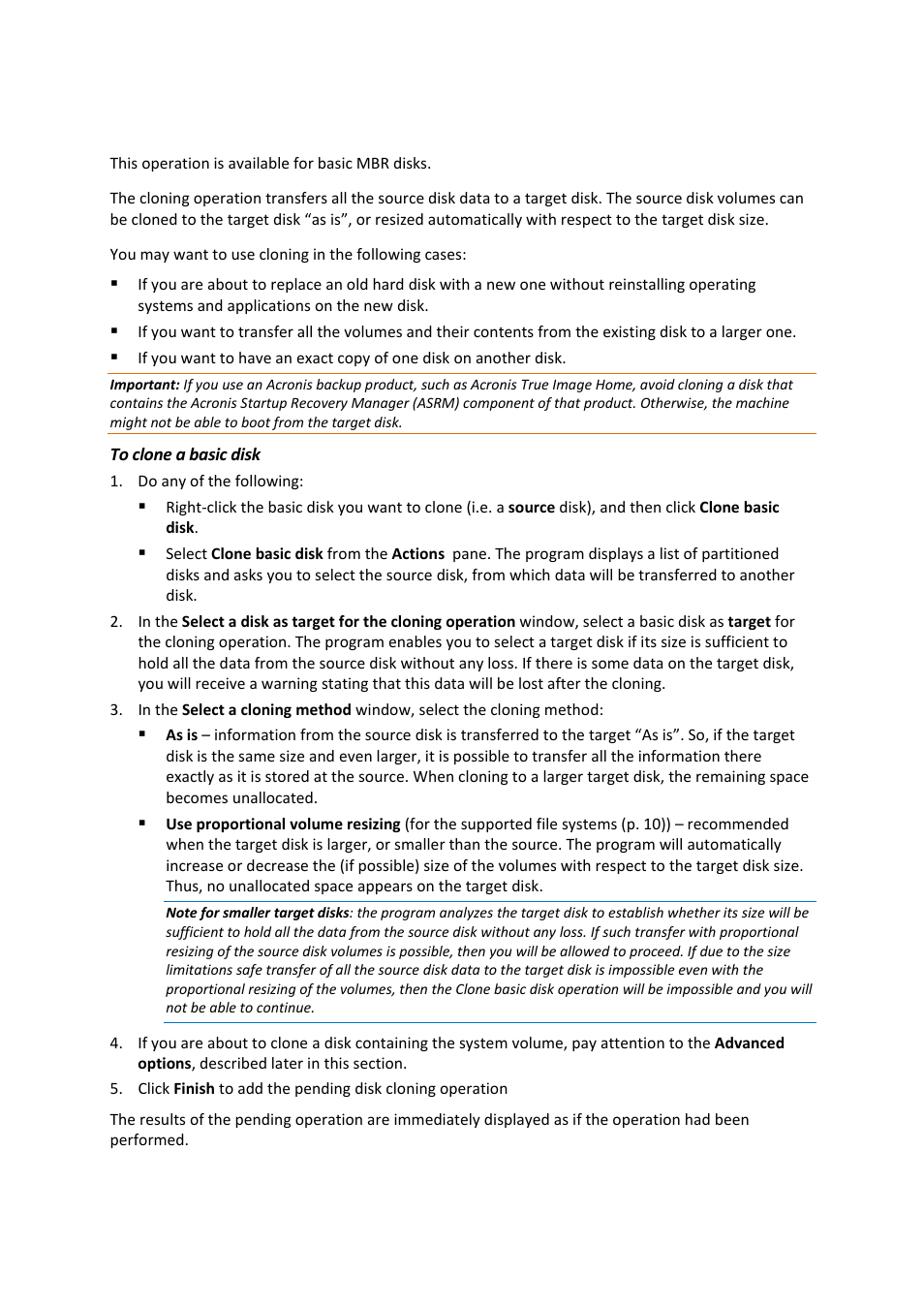 2 basic disk cloning, Basic disk cloning | Acronis Disk Director 11 Advanced Server - User Guide User Manual | Page 55 / 94