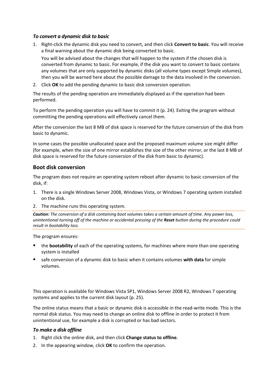 7 changing a disk status: online to offline, Changing a disk status: online to offline | Acronis Disk Director 11 Advanced Server - User Guide User Manual | Page 59 / 94