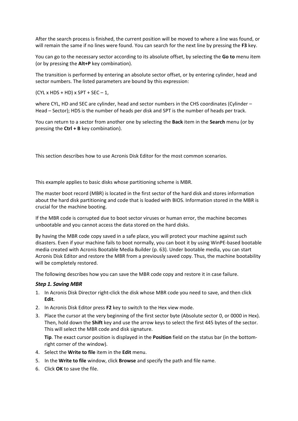 Usage examples, 75) s, 6 usage examples | 1 protecting and restoring mbr | Acronis Disk Director 11 Advanced Server - User Guide User Manual | Page 75 / 94