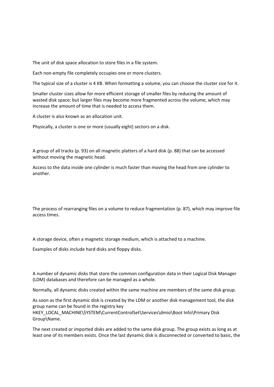 84) or, Cluster, Cylinder | Defragmentation, Disk, Disk group | Acronis Disk Director 11 Advanced Server - User Guide User Manual | Page 84 / 94