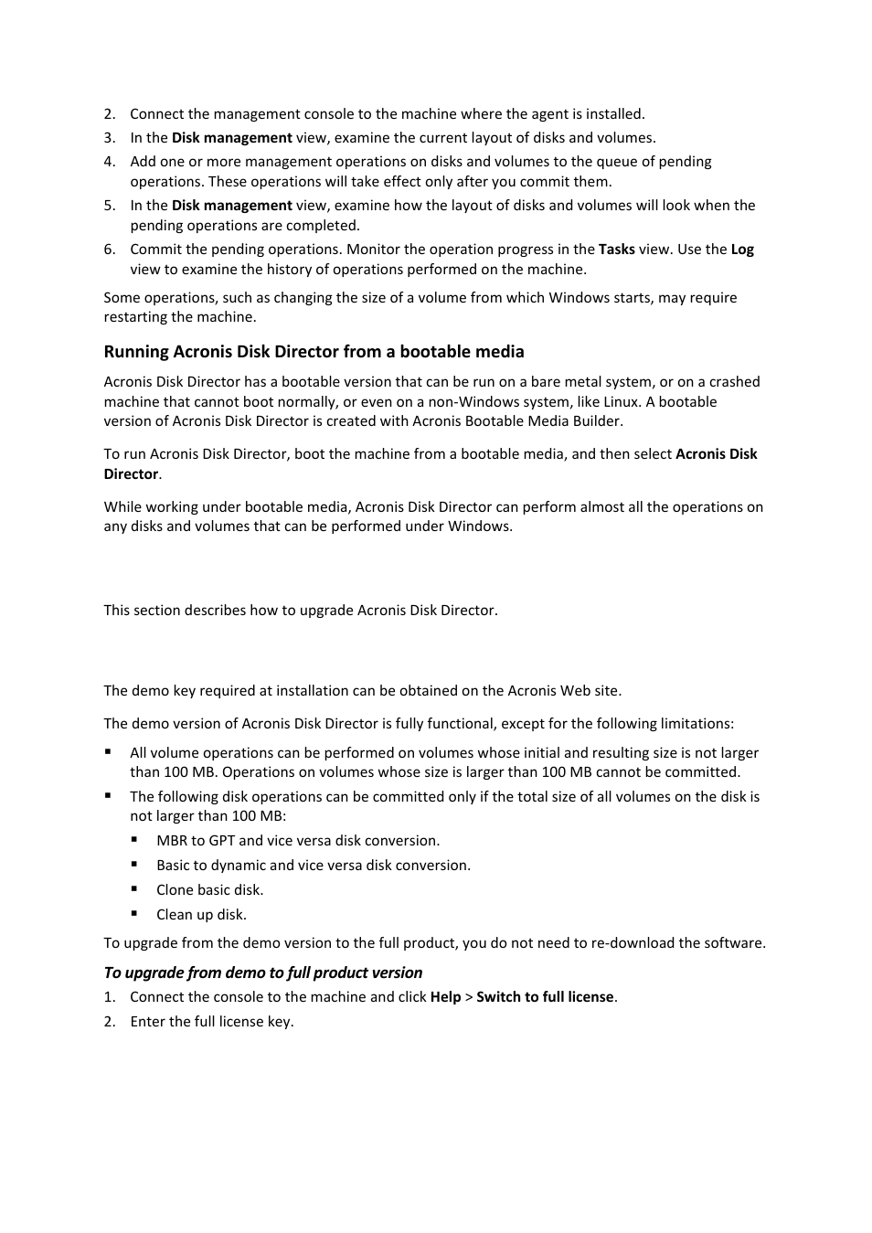 10 upgrading acronis disk director, 1 upgrading from demo to full product version | Acronis Disk Director 11 Advanced Workstation - Quick Start Guide User Manual | Page 9 / 11